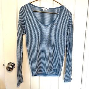 Lacoste Blue and White Striped Long Sleeve Top